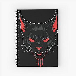 Vampire Cat with Red Eyes - Gothic Behemoth Design Spiral Notebook