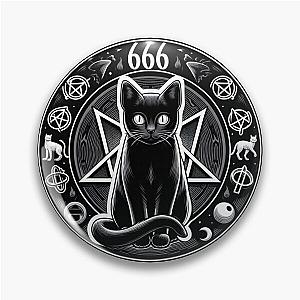 sticker, skull, dark, satan, behemoth, demon, hell, cat Pin