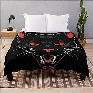 Vampire Cat with Red Eyes - Gothic Behemoth Design Throw Blanket