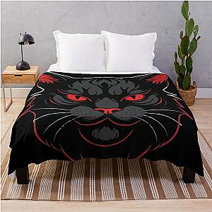 Fierce Red-Eyed Cat - Gothic Behemoth Design Throw Blanket