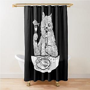 Behemoth cat sketch. White Shower Curtain