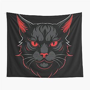 Fierce Red-Eyed Cat - Gothic Behemoth Design Tapestry