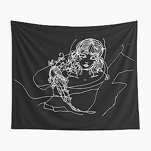 Angel Face - White Linework Tapestry