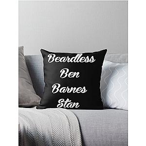 Beardless Ben Barnes Stan, White on Black Throw Pillow