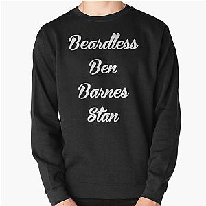 Beardless Ben Barnes Stan, White on Black Pullover Sweatshirt