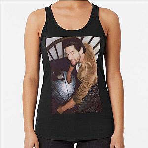 Ben Barnes posing in the stairs  Racerback Tank Top