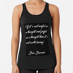 Ben Barnes 'Thoughts' Quote White on black Racerback Tank Top