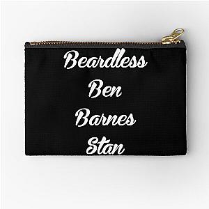 Beardless Ben Barnes Stan, White on Black Zipper Pouch