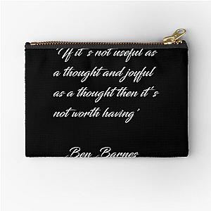 Ben Barnes 'Thoughts' Quote White on black Zipper Pouch