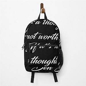 Ben Barnes 'Thoughts' Quote White on black Backpack