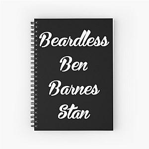 Beardless Ben Barnes Stan, White on Black Spiral Notebook