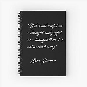 Ben Barnes 'Thoughts' Quote White on black Spiral Notebook