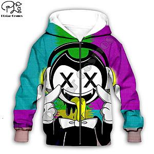 Bendy and The Ink Machine Zipper 3d Printed Hoodies For Kids