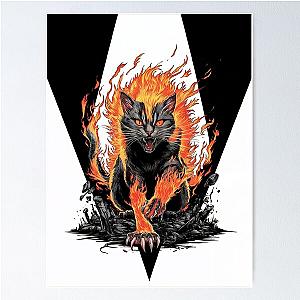 Flaming Berserk Cat Poster