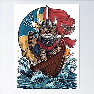 Viking Berserk Cat Poster