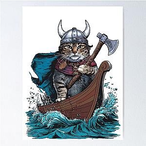 Viking Berserk Cat Poster