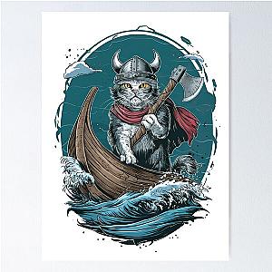 Viking Berserk Cat Poster