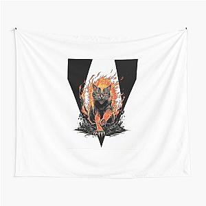 Flaming Berserk Cat Tapestry