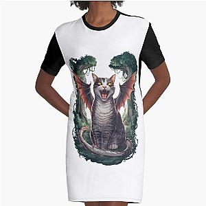 Fantasy Berserk Cat Graphic T-Shirt Dress