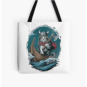 Viking Berserk Cat All Over Print Tote Bag