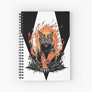 Flaming Berserk Cat Spiral Notebook