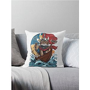 Viking Berserk Cat Throw Pillow