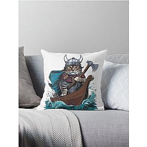 Viking Berserk Cat Throw Pillow