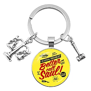 Better Call Saul Keychain - Fashion Judge Better Call Saul Glass Cabochon Heart-Shaped Keychain