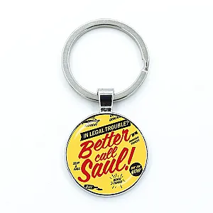 Better Call Saul Keychain - Better Call Saul TV Show Keychain Glass Dome Cabochon Key Chain Ring