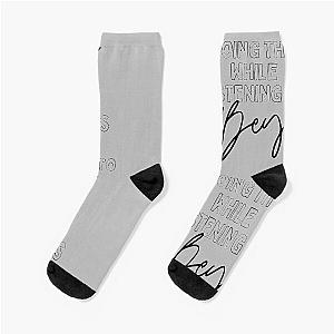 Now Playing: BEYONCE in Black Typography Print Socks