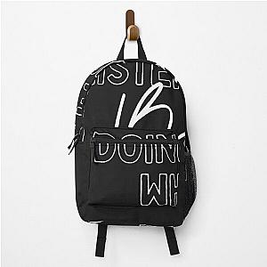 Now Playing: BEYONCE in White Typography Print Backpack