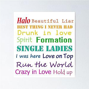 Beyonce song titles Poster