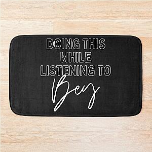 Now Playing: BEYONCE in White Typography Print Bath Mat