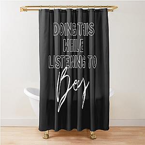 Now Playing: BEYONCE in White Typography Print Shower Curtain