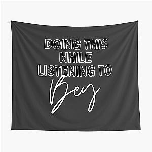 Now Playing: BEYONCE in White Typography Print Tapestry