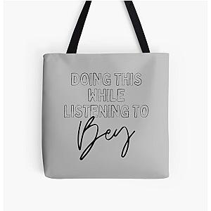 Now Playing: BEYONCE in Black Typography Print All Over Print Tote Bag RB1807