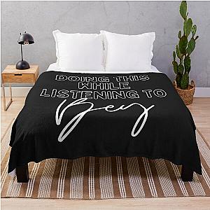 Now Playing: BEYONCE in White Typography Print Throw Blanket RB1807