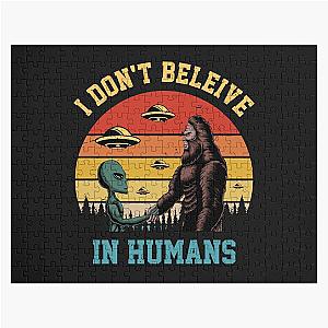 I Don't Believe in Aliens Bigfoot Space UFO Sweatshirt Puzzle
