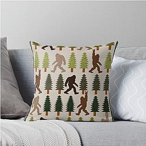 Trendy Bigfoot Walking in the Forest Graphic Blanket Design Sasquatch Believe Throw Pillow