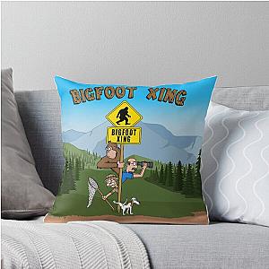 Bigfoot Cartoon searching for Bigfoot Throw Pillow