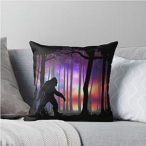 Bigfoot Northern Lights Colorful Galaxy Aurora Cryptid Gift Throw Pillow