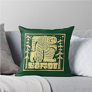 Bigfoot Cryptid Woodcut Print Throw Pillow