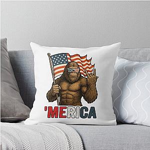 Bigfoot America Fourth of July Patriotic Men Women Boys Girls Throw Pillow