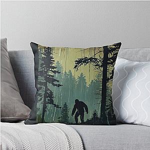 Bigfoot in the Inside forest Art Throw Pillow