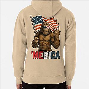 Bigfoot American Rock Patriotic 4th of July Pullover Hoodie