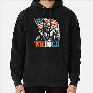 American Bigfoot Holding Flag Hoodie