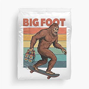 Bigfoot holding a beer skateboarding duvet cover