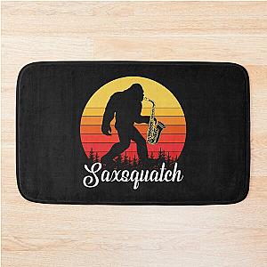 Funny Retro Bigfoot Playing Saxophone Bigfoot Silhouette Long Sleeve Bath Mat