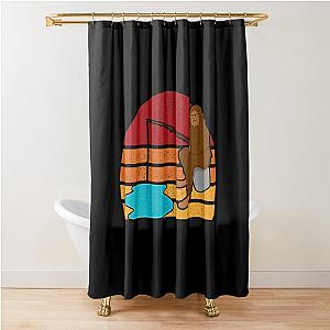 Bigfoot Fishing Distressed Sunset Shower Curtain