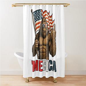Bigfoot America 4th of July Patriotic Men Women Boys Girls Shower Curtain